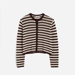 Madewell open stitch crewneck cardigan